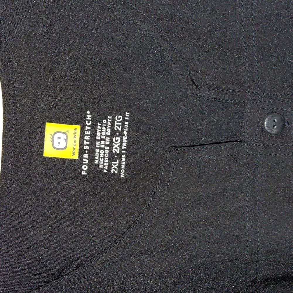 NWOT WonderWink Four-Stretch Black Lab Coats, Button Front, Pockets, 2X - Picture 2 of 6
